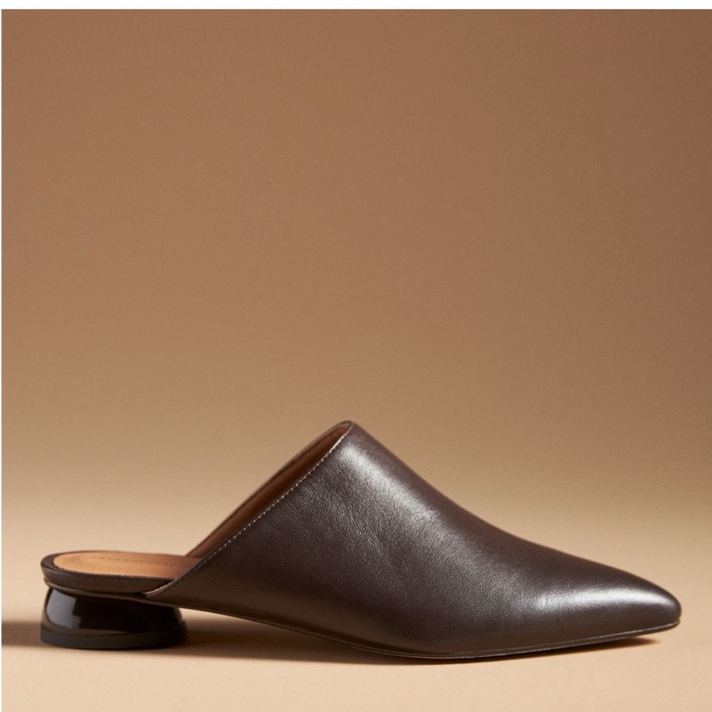 Anthropologie Brown Leather Pointed Toe Mule size 37 Retail: $150
